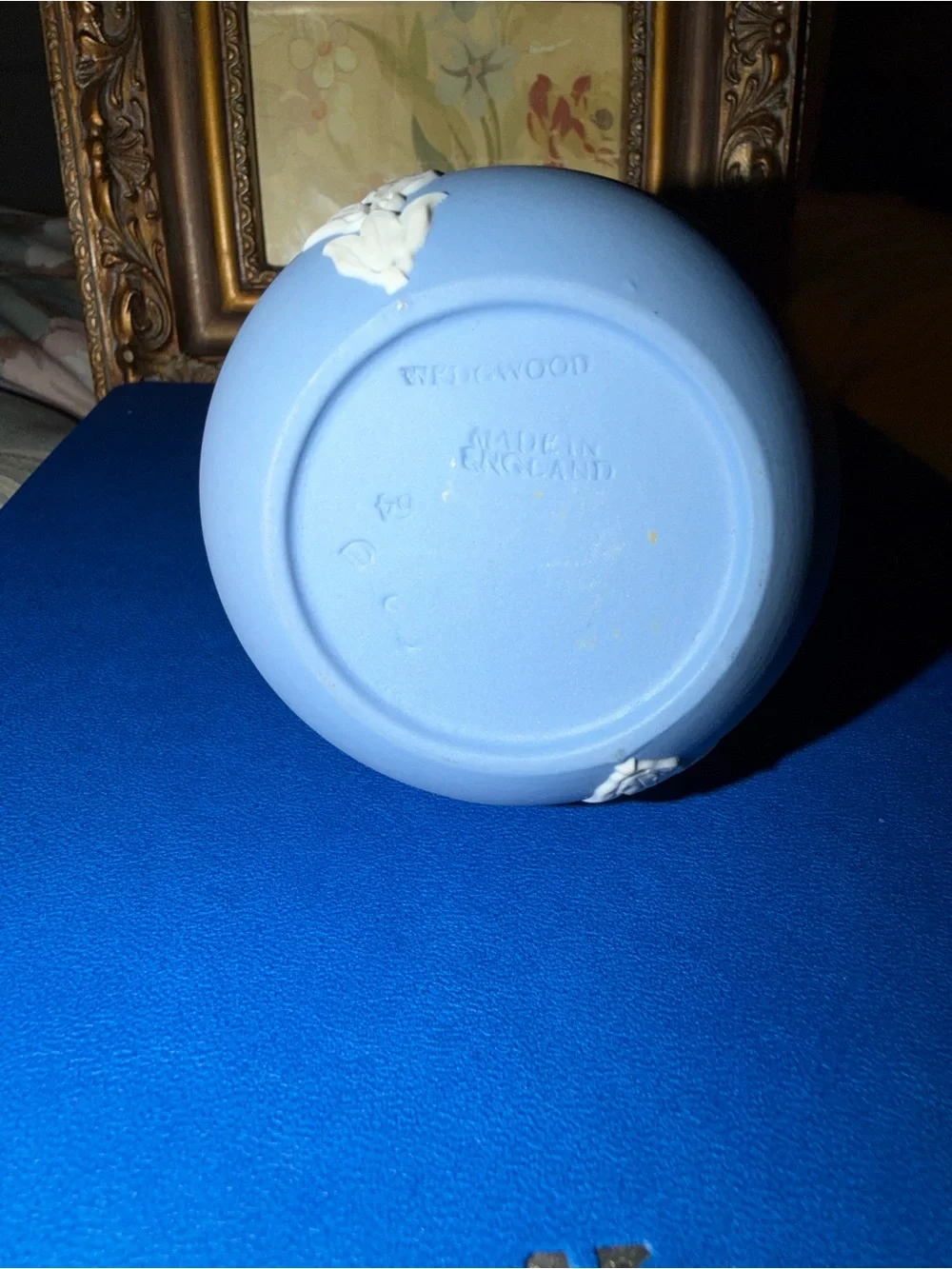 Vintage Wedgwood Blue Jasperware Cherub Bud Vase - 5.25